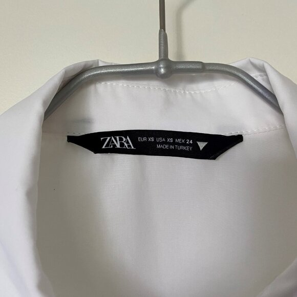 Blouse blanche manches courtes en popeline de type "Crop" - Picture 3 of 4